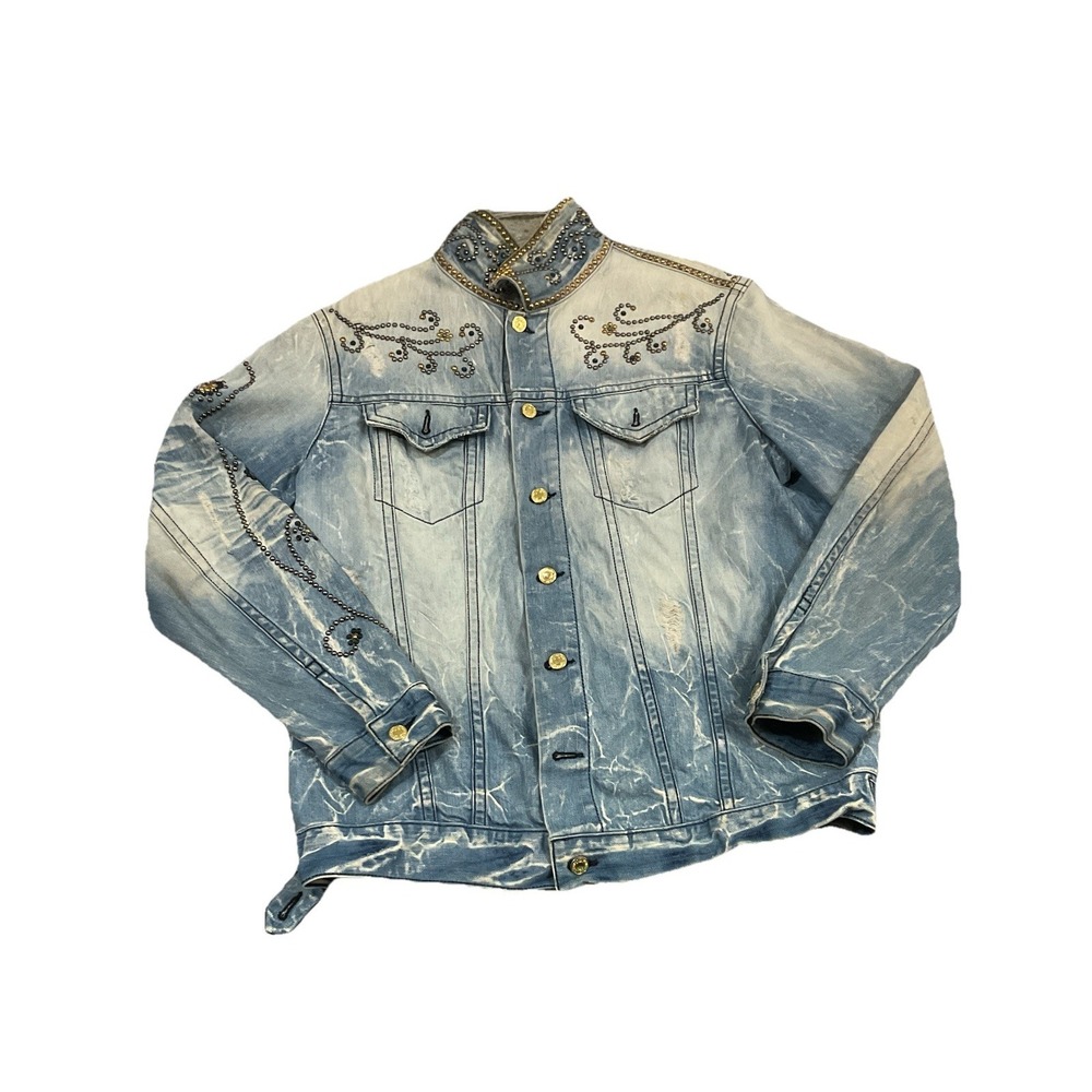 Robin's Jean Denim Jacket Embellished Light Wash Trucker Motorcycle USA